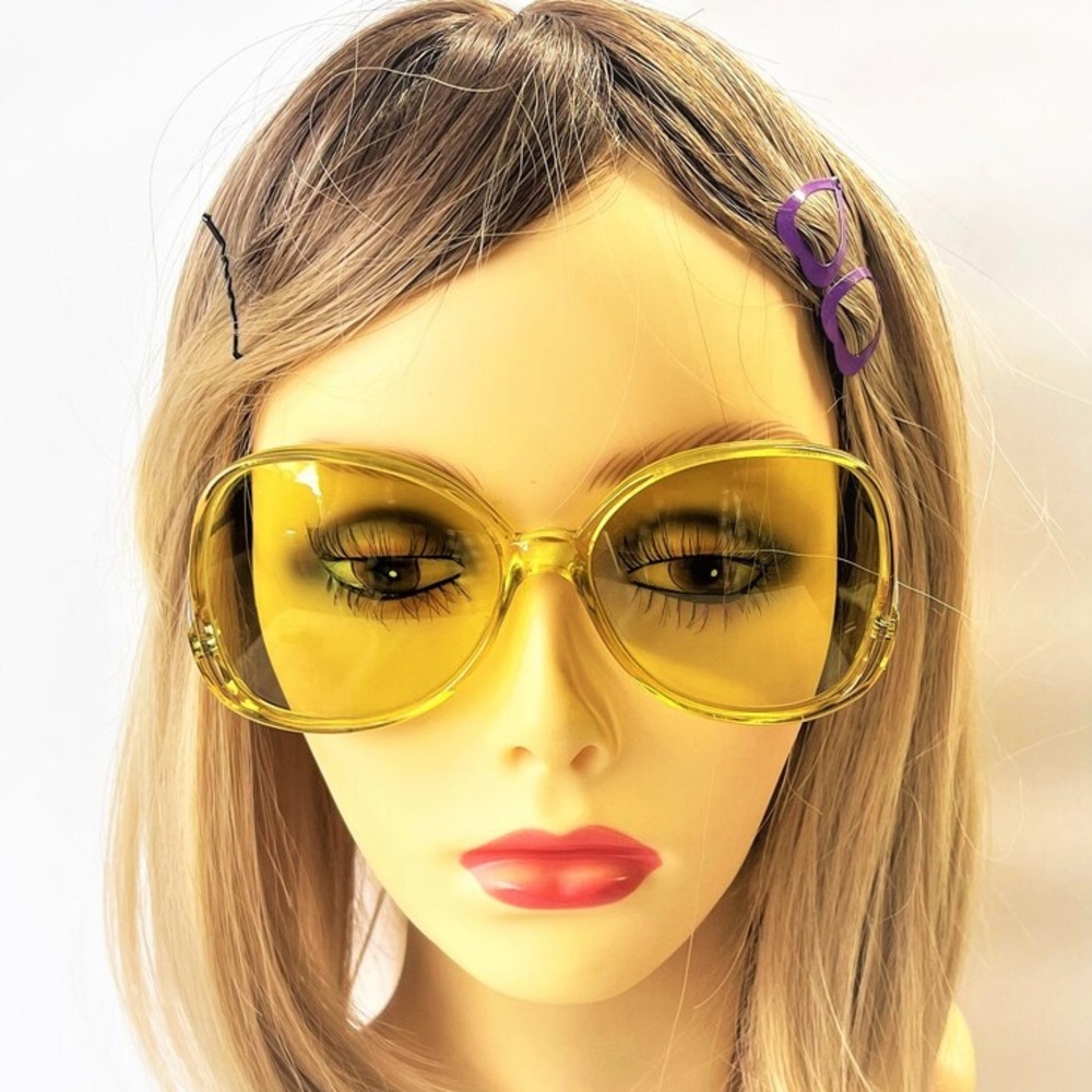 Vintage 80s Womens Drop-Arm Sunglasses W/Custom Made Yellow Lenses
